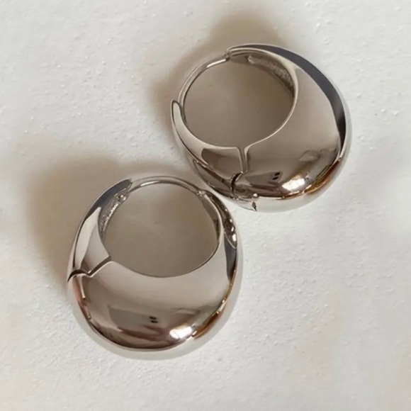 Anthropologie Jewelry - Anthropologie Mallory Silver Classy French Huggie Hoop Earrings